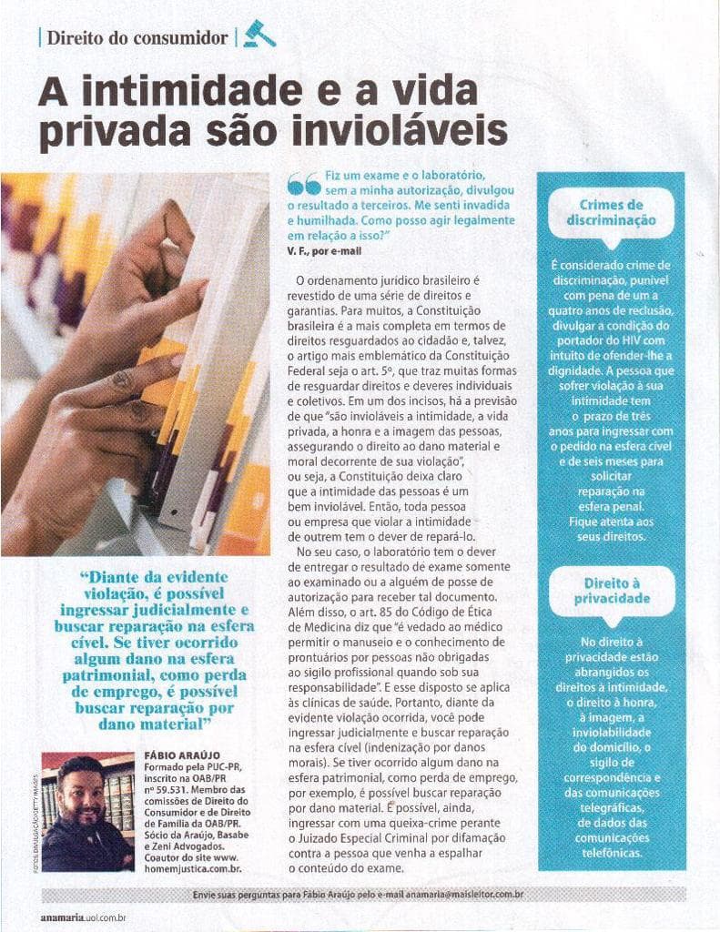 Coluna da ABZ na revista Ana Maria