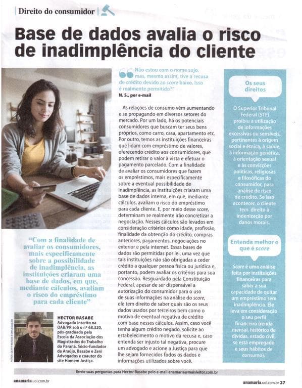 Coluna da ABZ na revista Ana Maria