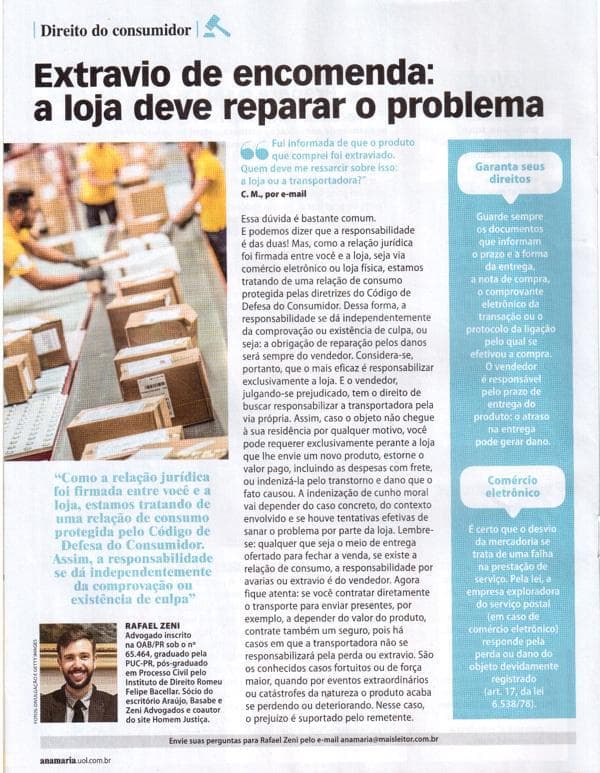 Coluna da ABZ na revista Ana Maria