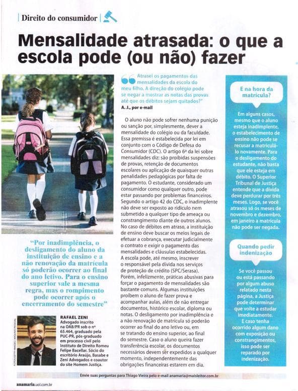 Coluna da ABZ na revista Ana Maria